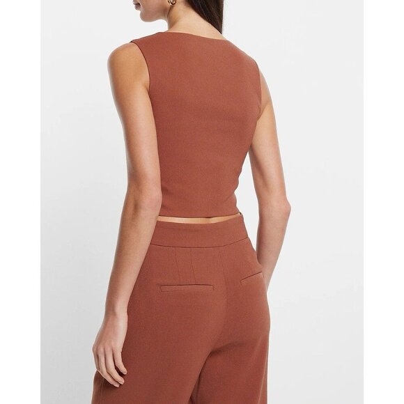 Express Women's Square Neck Cropped Tank Side Zipper Bullion Size XL - NWT $58 - Picture 3 of 16